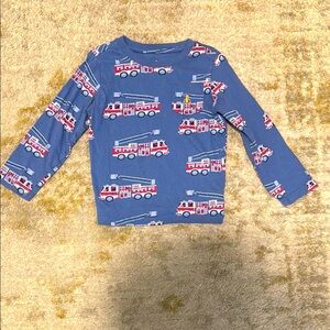 GAP Kids Toddler Boy Fire Truck Print Blue Long Sleeve Shirt 4T